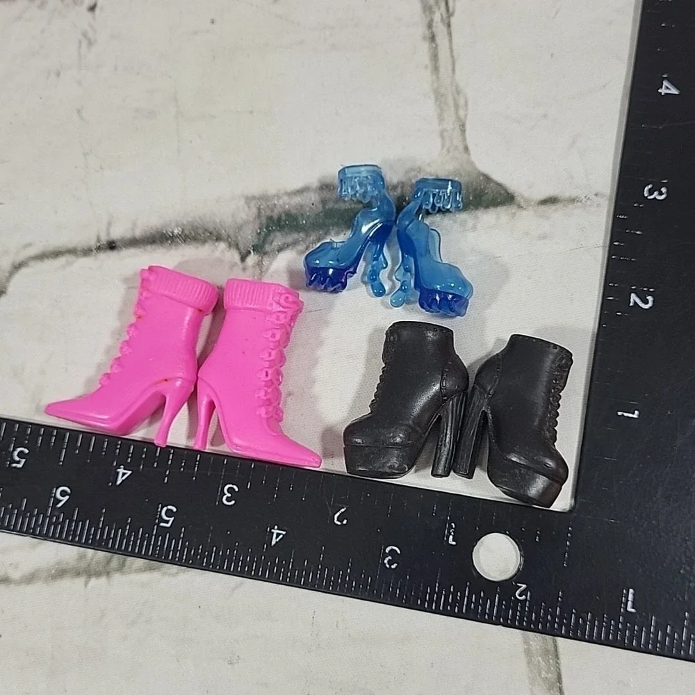 Barbie‎ Fashionista Doll Shoes Lot Ankle Boots Heels Booties Drippy Blue Black